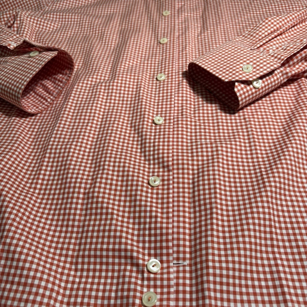 Eton Shirt Men XL 44 17.5 Orange Plaid Contemporary Button Up Long Sleeve Cotton - Picture 2 of 8